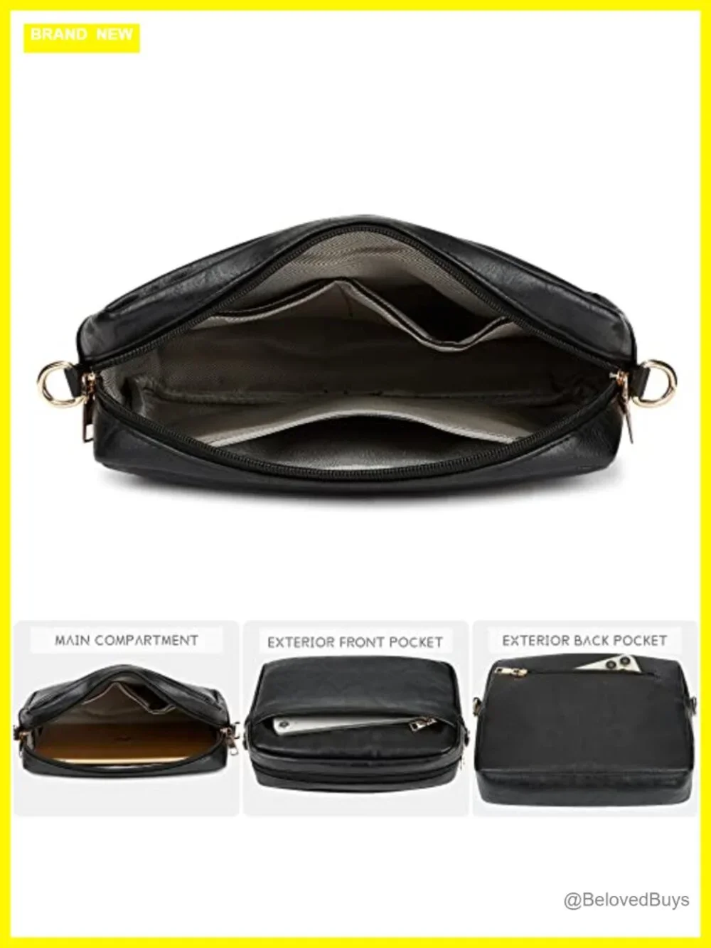 Cynure Faux Leather Crossbody Camera Bag with Leopard Guitar Strap